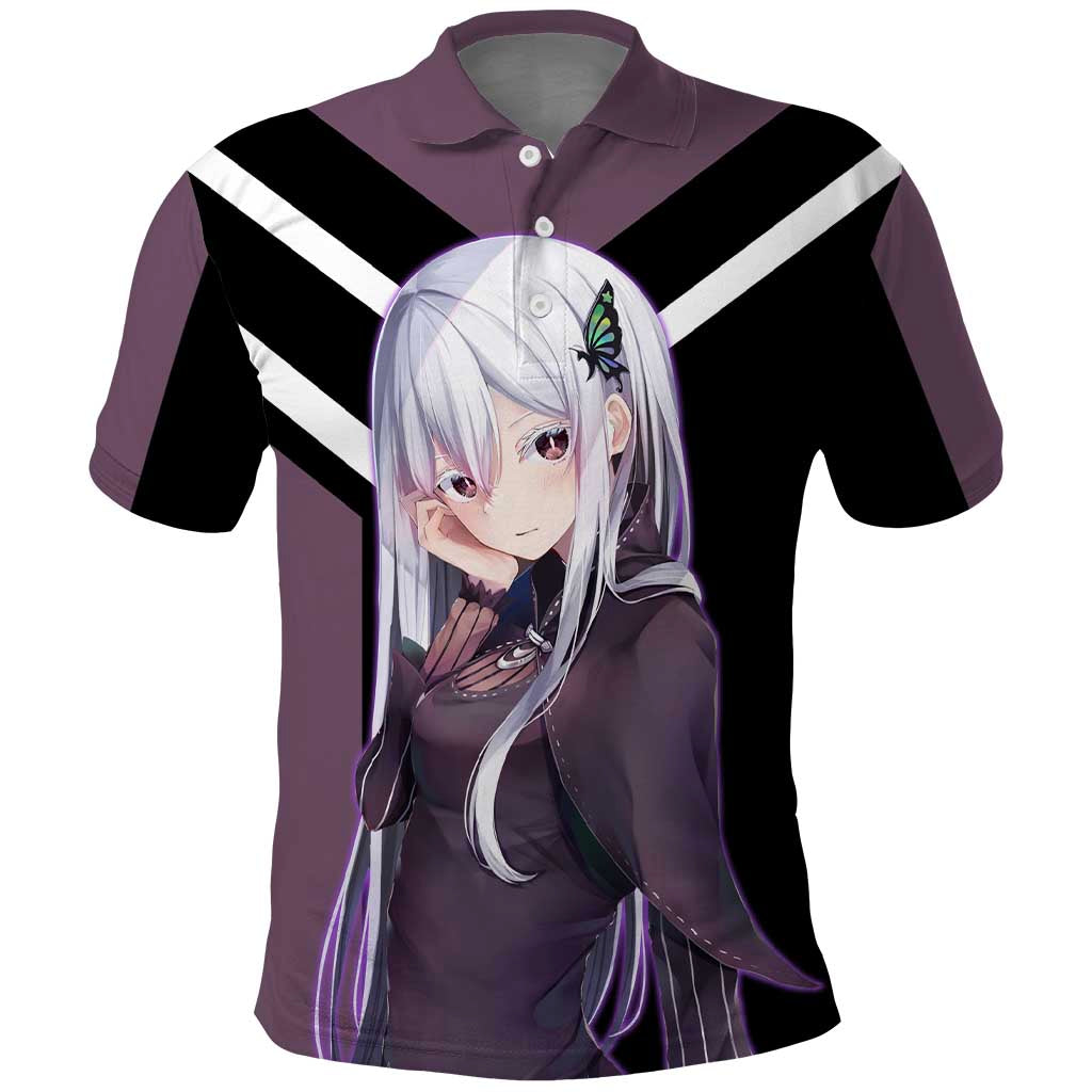 Enchidna Re:Zero Polo Shirt with Elegant Pose and Mystical Fantasy Design - The Mazicc