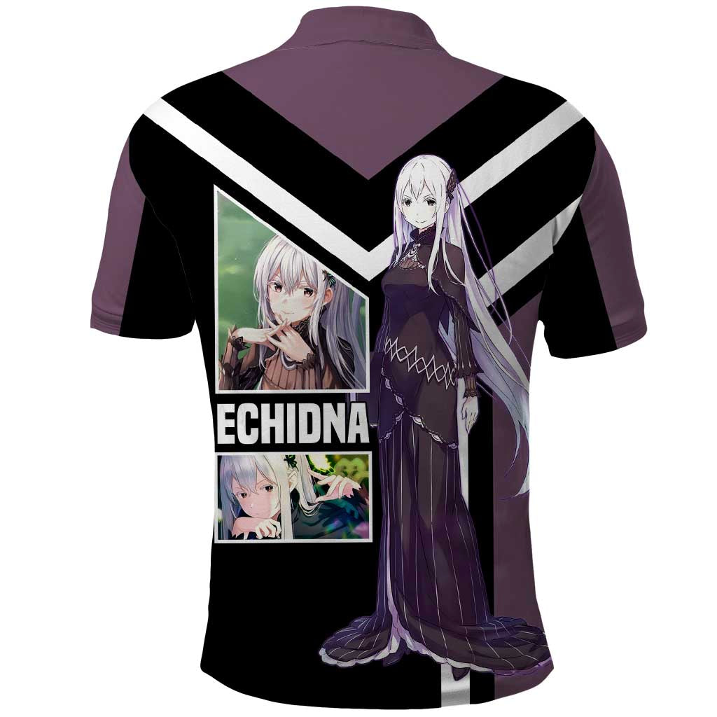 Enchidna Re:Zero Polo Shirt with Elegant Pose and Mystical Fantasy Design - The Mazicc