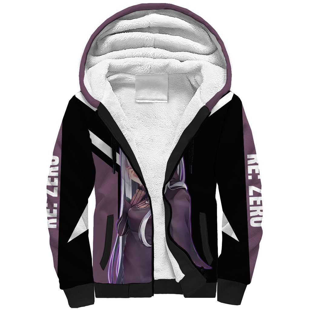 Enchidna Re:Zero Sherpa Hoodie with Elegant Pose and Mystical Fantasy Design - The Mazicc