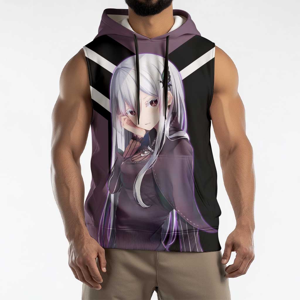 Enchidna Re:Zero Sleeveless Hoodie with Elegant Pose and Mystical Fantasy Design - The Mazicc