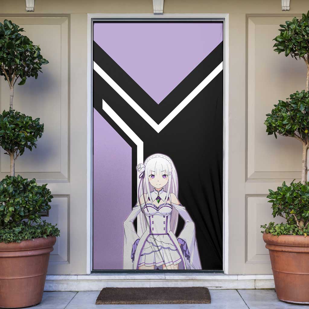 Emilia Re:Zero Door Cover with Silver Hair and Magical Fantasy Pose Design - The Mazicc