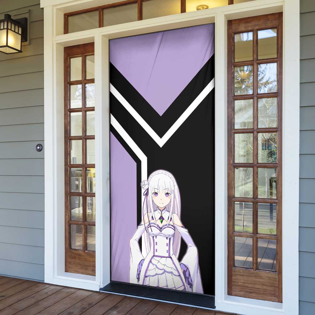 Emilia Re:Zero Door Cover with Silver Hair and Magical Fantasy Pose Design - The Mazicc