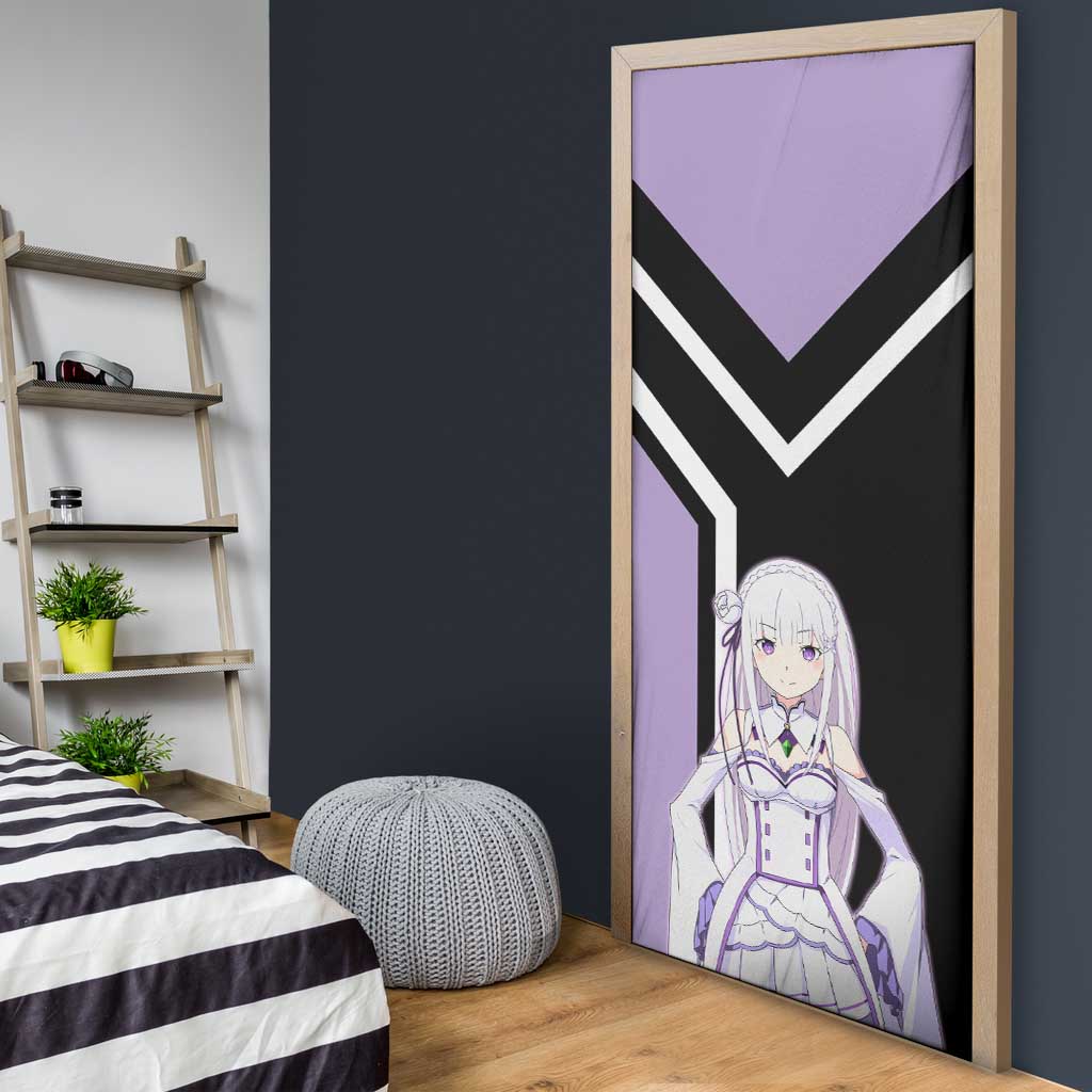 Emilia Re:Zero Door Cover with Silver Hair and Magical Fantasy Pose Design - The Mazicc