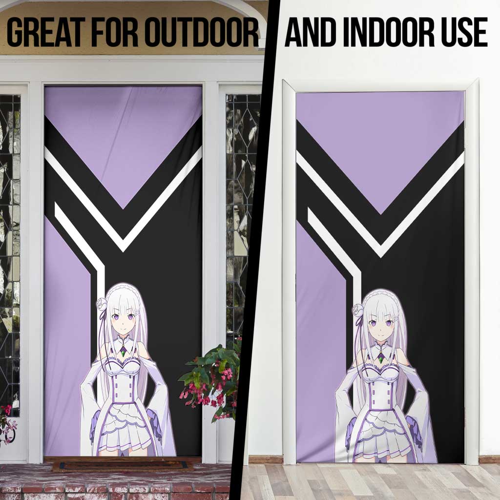 Emilia Re:Zero Door Cover with Silver Hair and Magical Fantasy Pose Design - The Mazicc
