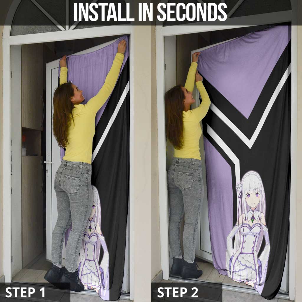 Emilia Re:Zero Door Cover with Silver Hair and Magical Fantasy Pose Design - The Mazicc