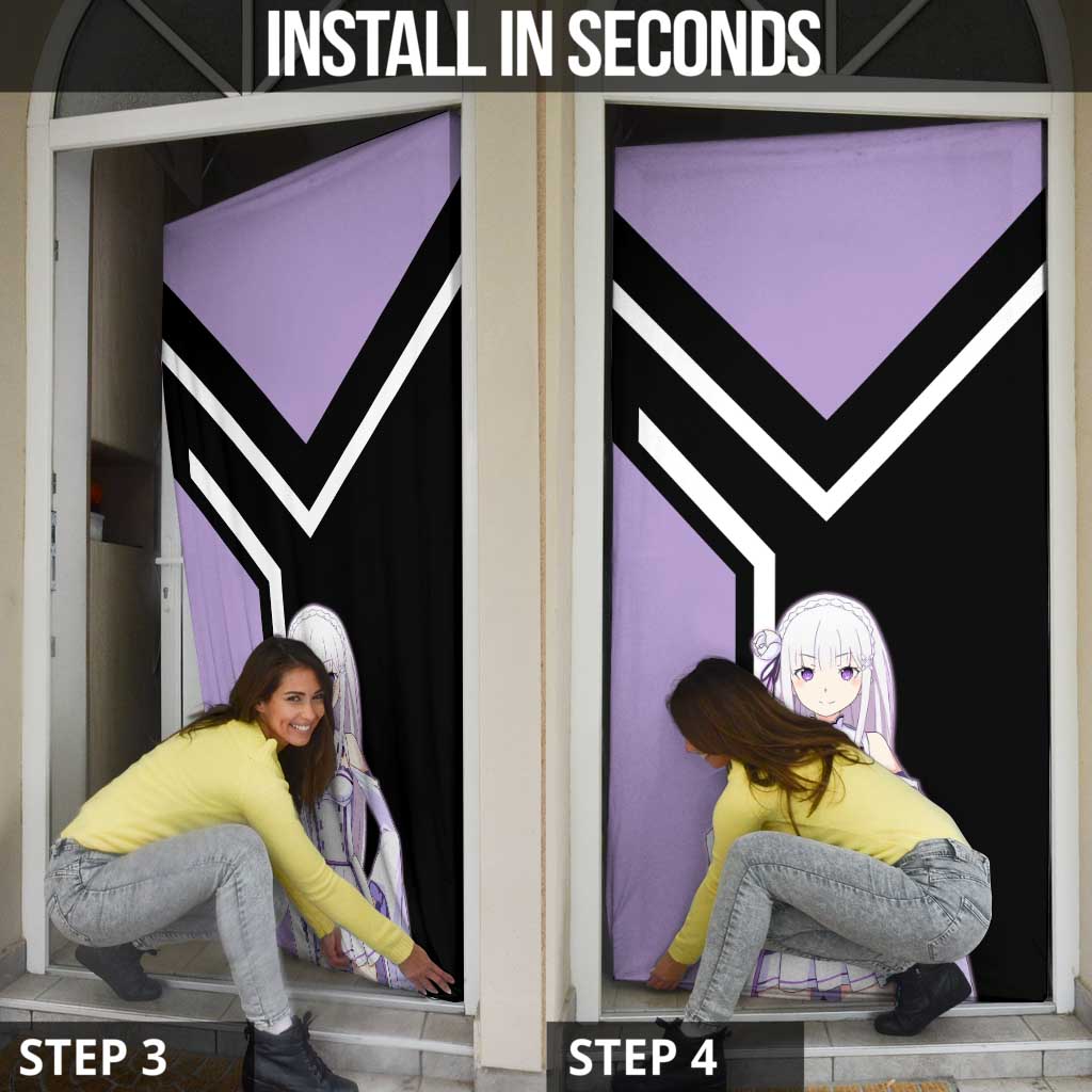 Emilia Re:Zero Door Cover with Silver Hair and Magical Fantasy Pose Design - The Mazicc