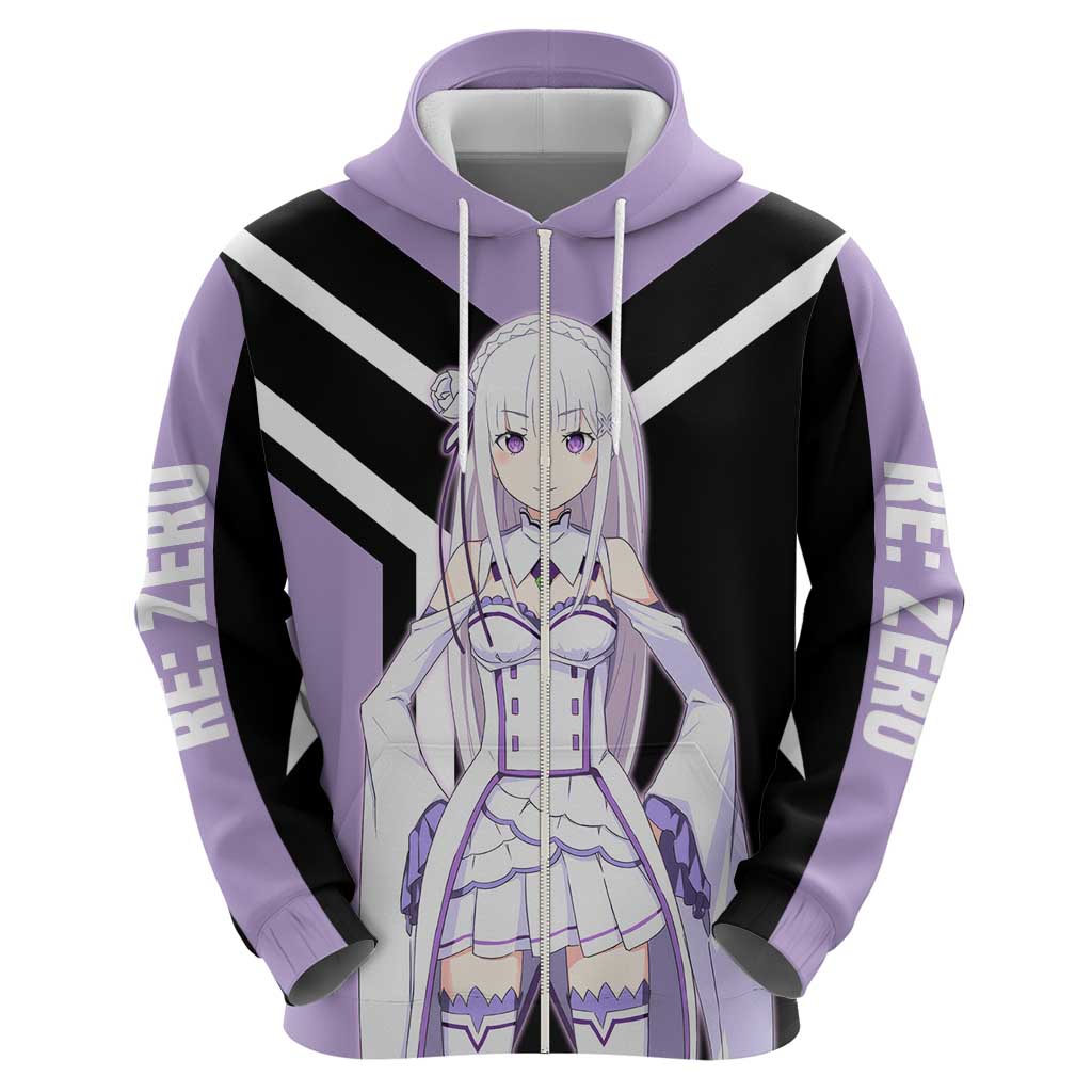 Emilia Re:Zero Hoodie with Silver Hair and Magical Fantasy Pose Design - The Mazicc