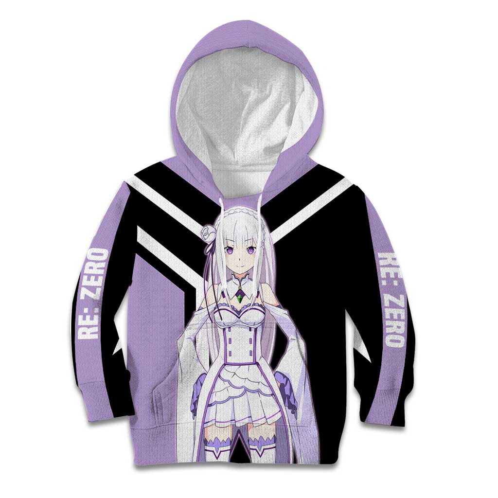 Emilia Re:Zero Kid Hoodie with Silver Hair and Magical Fantasy Pose Design - The Mazicc
