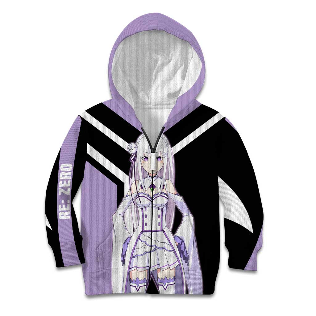 Emilia Re:Zero Kid Hoodie with Silver Hair and Magical Fantasy Pose Design - The Mazicc