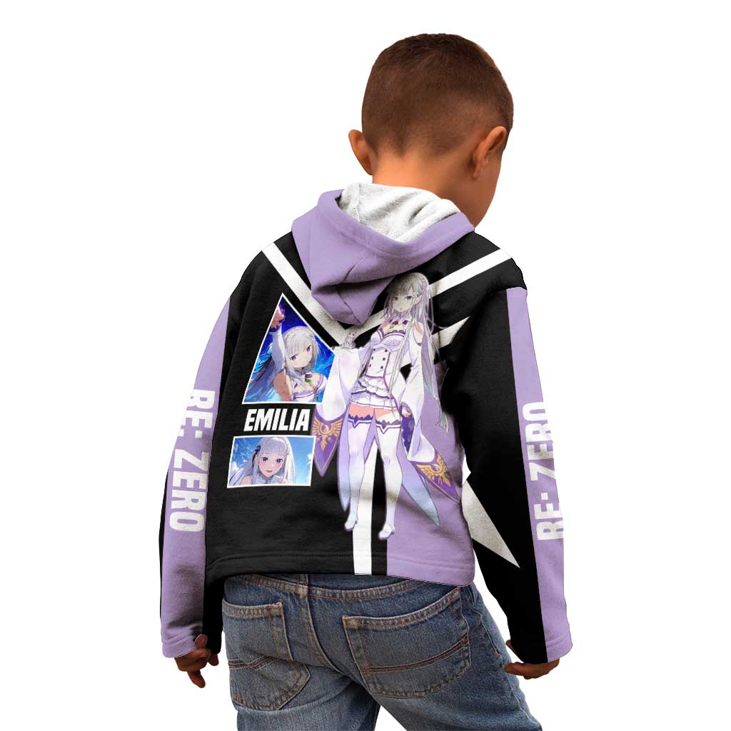 Emilia Re:Zero Kid Hoodie with Silver Hair and Magical Fantasy Pose Design - The Mazicc