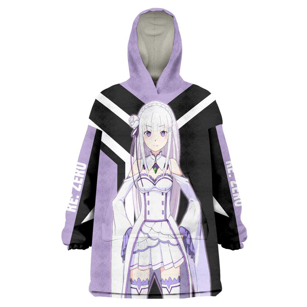 Emilia Re:Zero Wearable Blanket Hoodie with Silver Hair and Magical Fantasy Pose Design - The Mazicc
