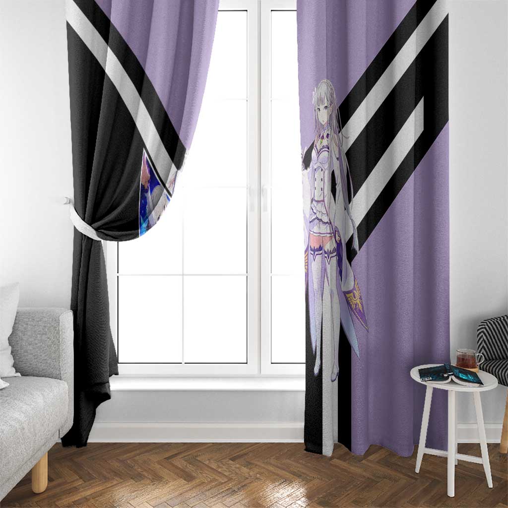 Emilia Re:Zero Window Curtain with Silver Hair and Magical Fantasy Pose Design - The Mazicc