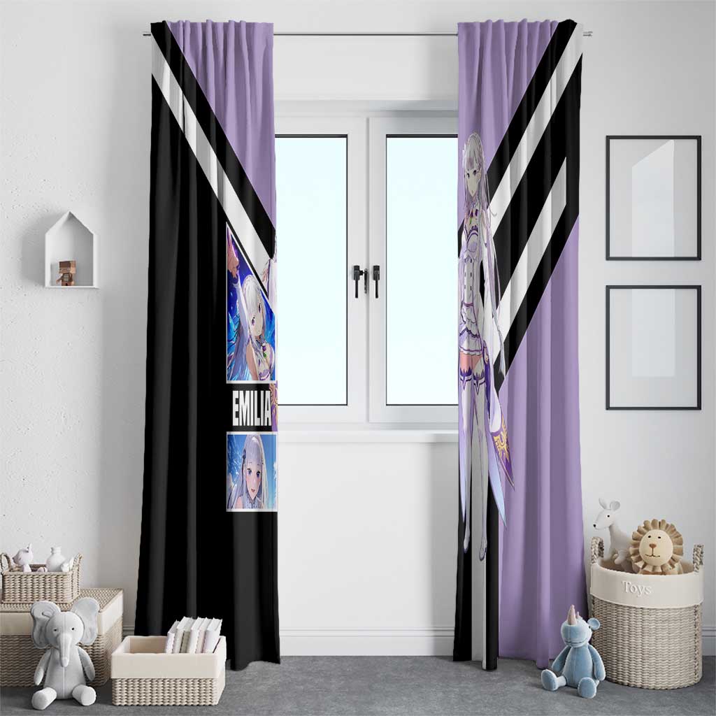 Emilia Re:Zero Window Curtain with Silver Hair and Magical Fantasy Pose Design - The Mazicc