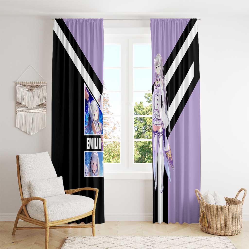 Emilia Re:Zero Window Curtain with Silver Hair and Magical Fantasy Pose Design - The Mazicc