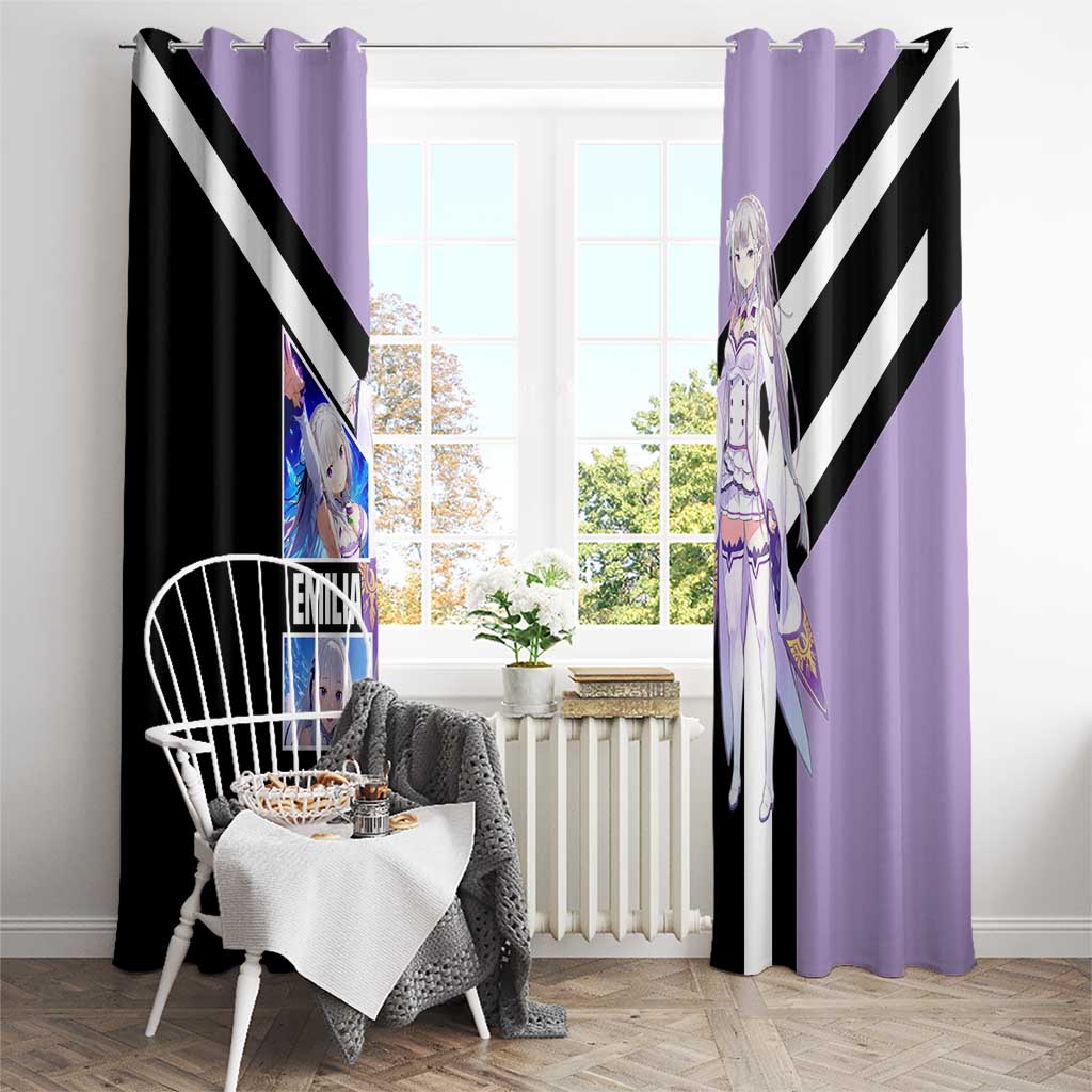 Emilia Re:Zero Window Curtain with Silver Hair and Magical Fantasy Pose Design - The Mazicc