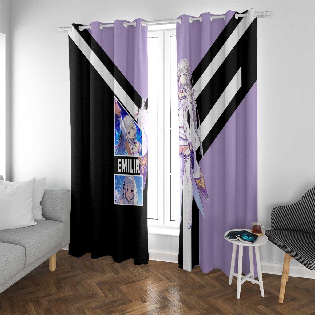 Emilia Re:Zero Window Curtain with Silver Hair and Magical Fantasy Pose Design - The Mazicc