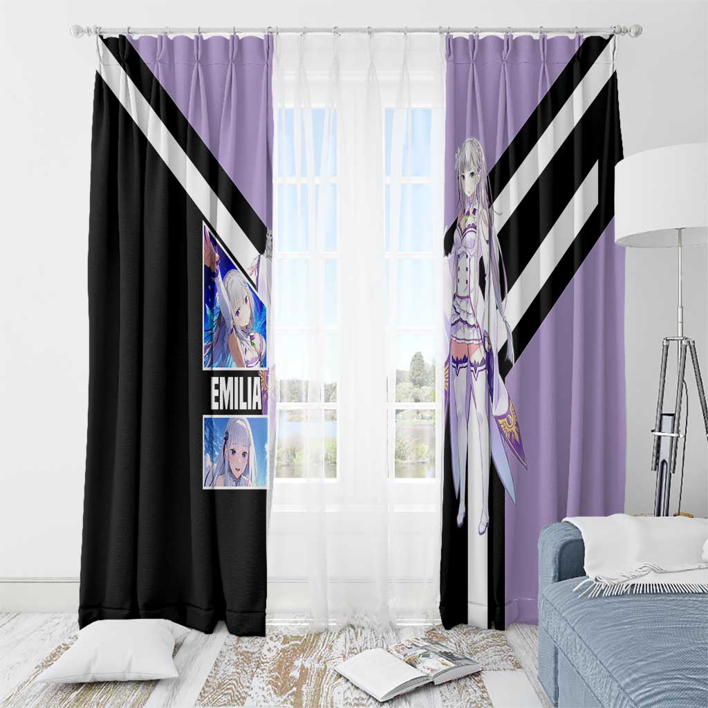 Emilia Re:Zero Window Curtain with Silver Hair and Magical Fantasy Pose Design - The Mazicc