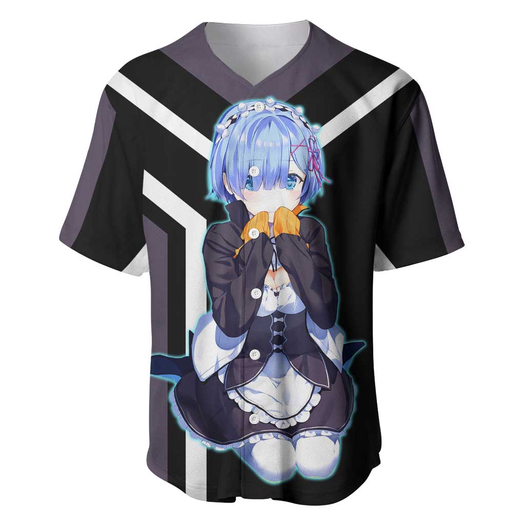 Rem Re:Zero Baseball Jersey with Maid Outfit and Loyal Battle Pose Design - The Mazicc