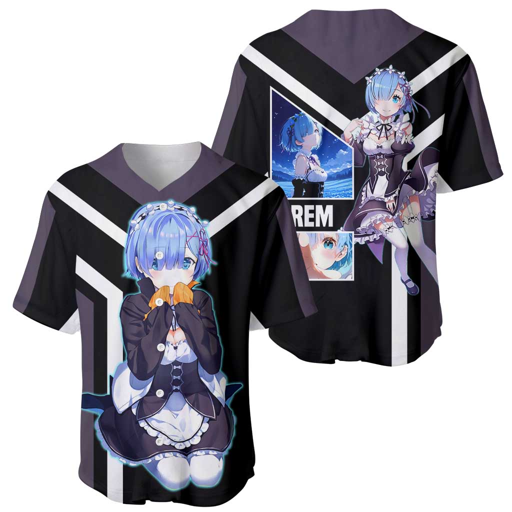 Rem Re:Zero Baseball Jersey with Maid Outfit and Loyal Battle Pose Design - The Mazicc