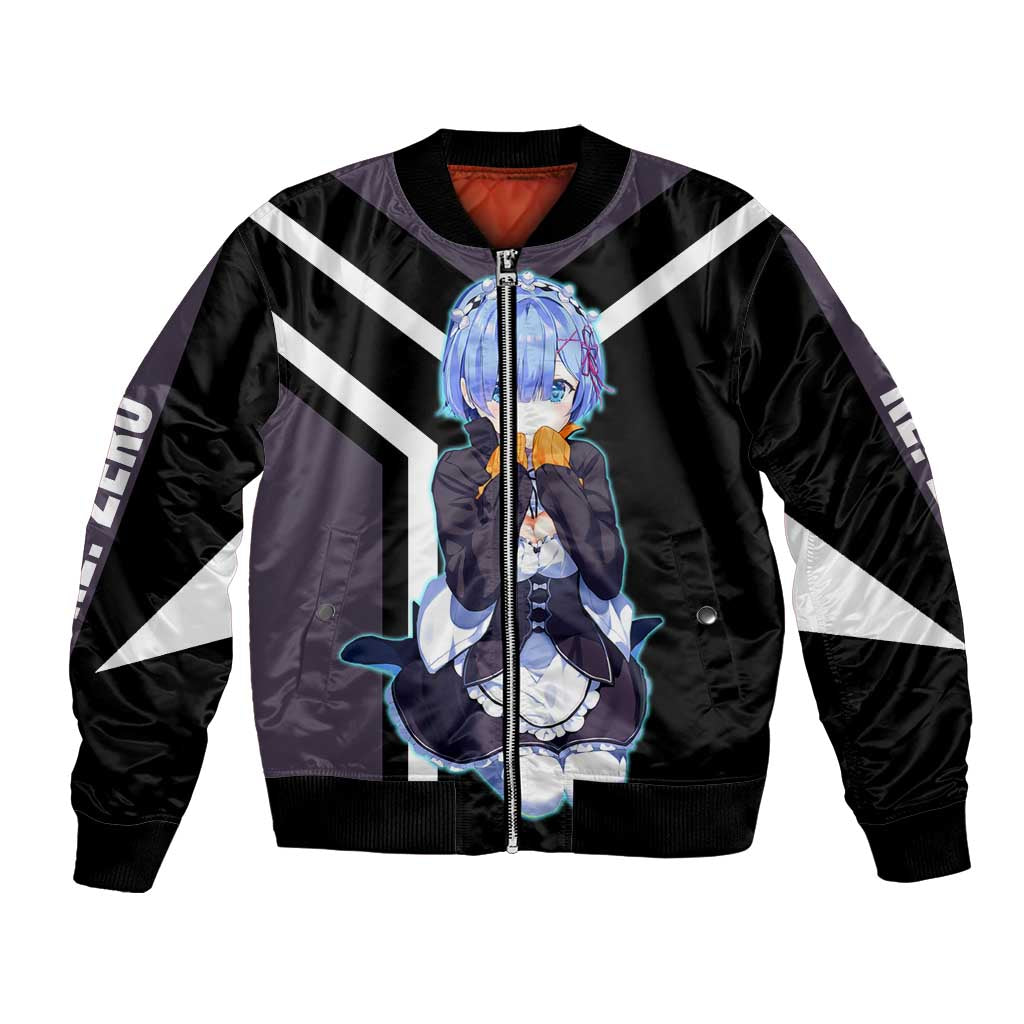 Rem Re:Zero Bomber Jacket with Maid Outfit and Loyal Battle Pose Design - The Mazicc