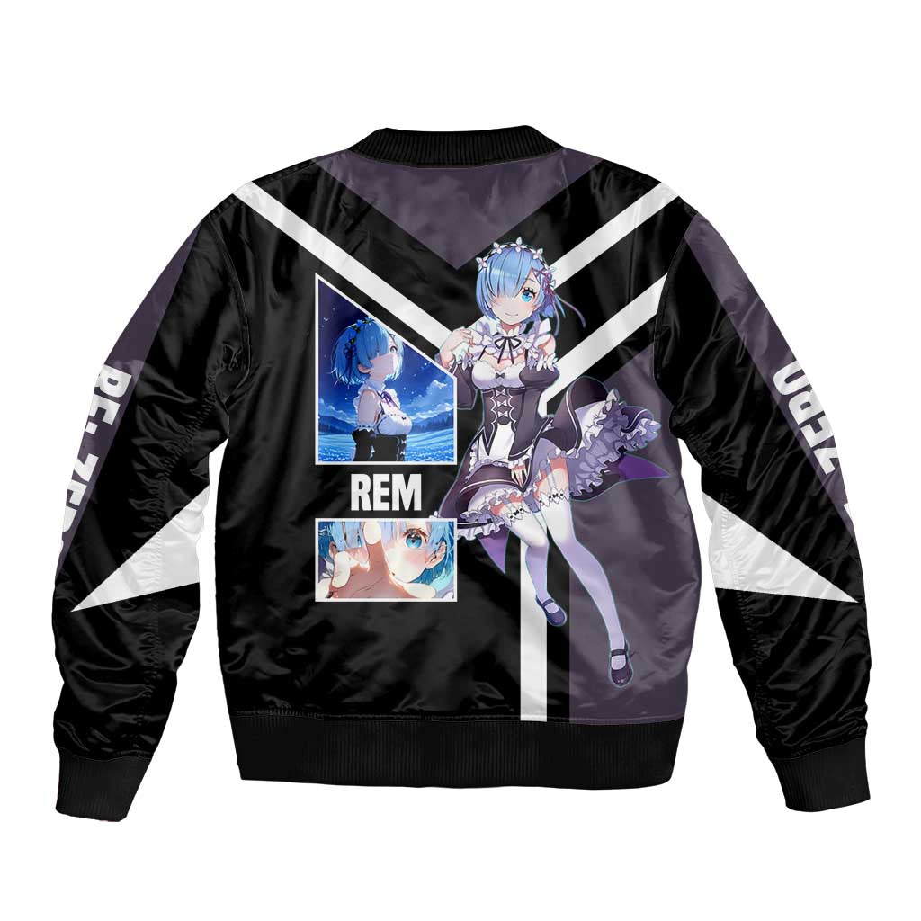 Rem Re:Zero Bomber Jacket with Maid Outfit and Loyal Battle Pose Design - The Mazicc