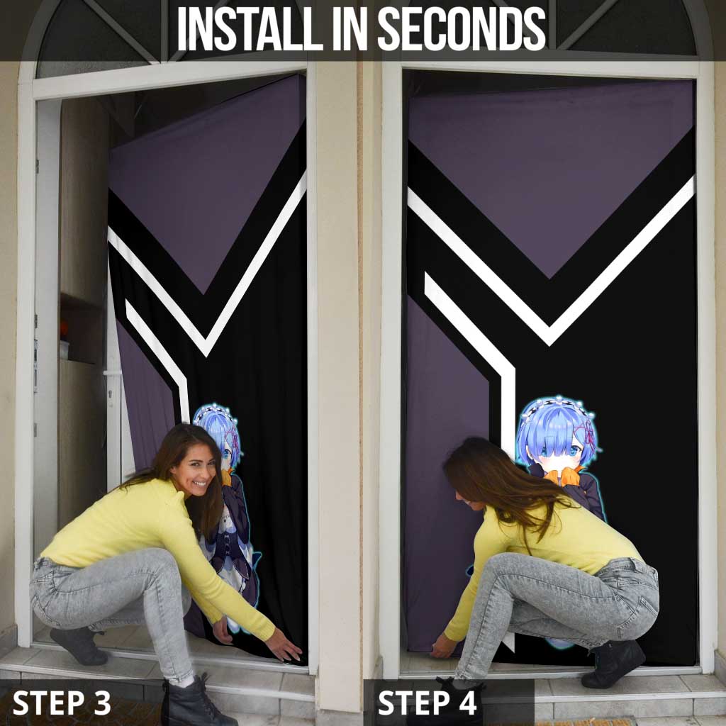 Rem Re:Zero Door Cover with Maid Outfit and Loyal Battle Pose Design - The Mazicc