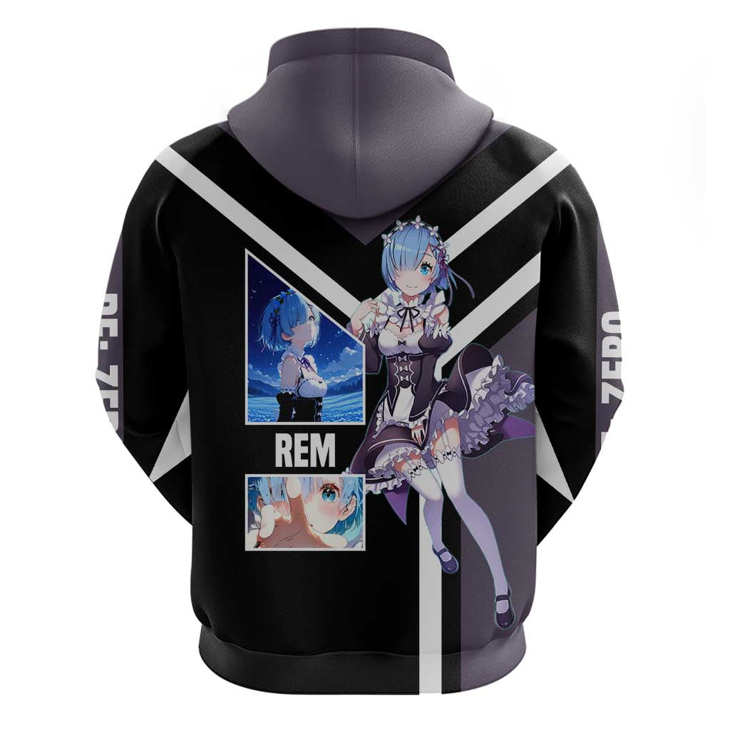 Rem Re:Zero Hoodie with Maid Outfit and Loyal Battle Pose Design - The Mazicc