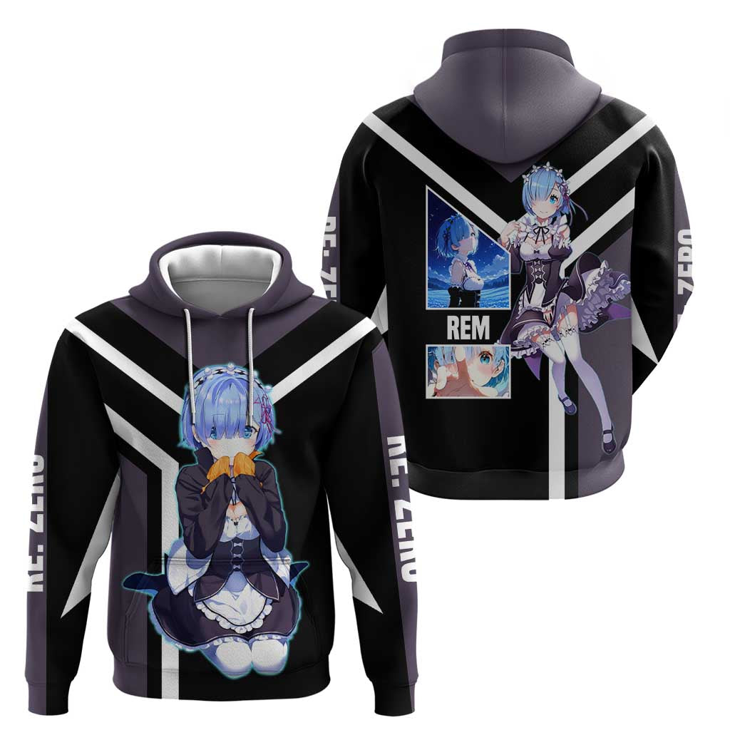 Rem Re:Zero Hoodie with Maid Outfit and Loyal Battle Pose Design - The Mazicc