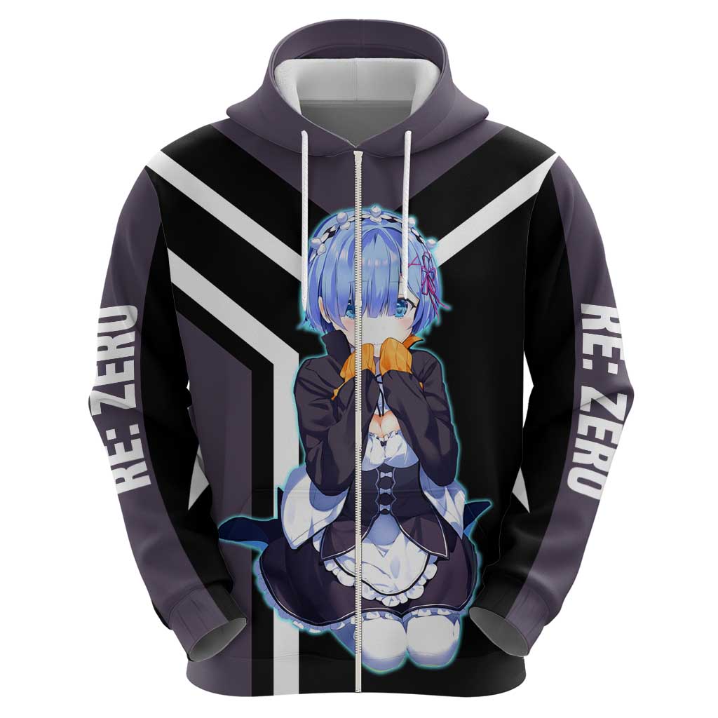 Rem Re:Zero Hoodie with Maid Outfit and Loyal Battle Pose Design - The Mazicc