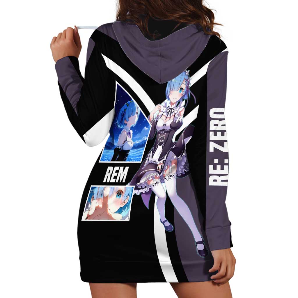 Rem Re:Zero Hoodie Dress with Maid Outfit and Loyal Battle Pose Design - The Mazicc