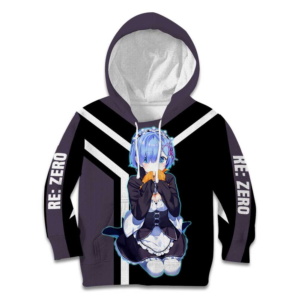Rem Re:Zero Kid Hoodie with Maid Outfit and Loyal Battle Pose Design - The Mazicc