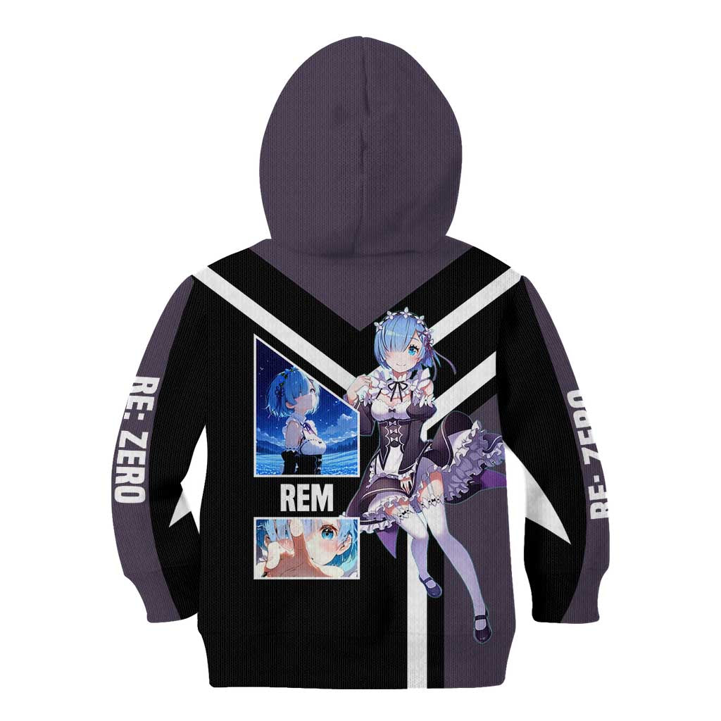 Rem Re:Zero Kid Hoodie with Maid Outfit and Loyal Battle Pose Design - The Mazicc