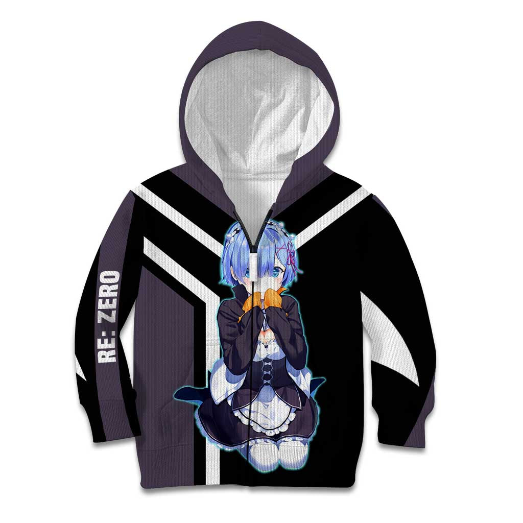 Rem Re:Zero Kid Hoodie with Maid Outfit and Loyal Battle Pose Design - The Mazicc