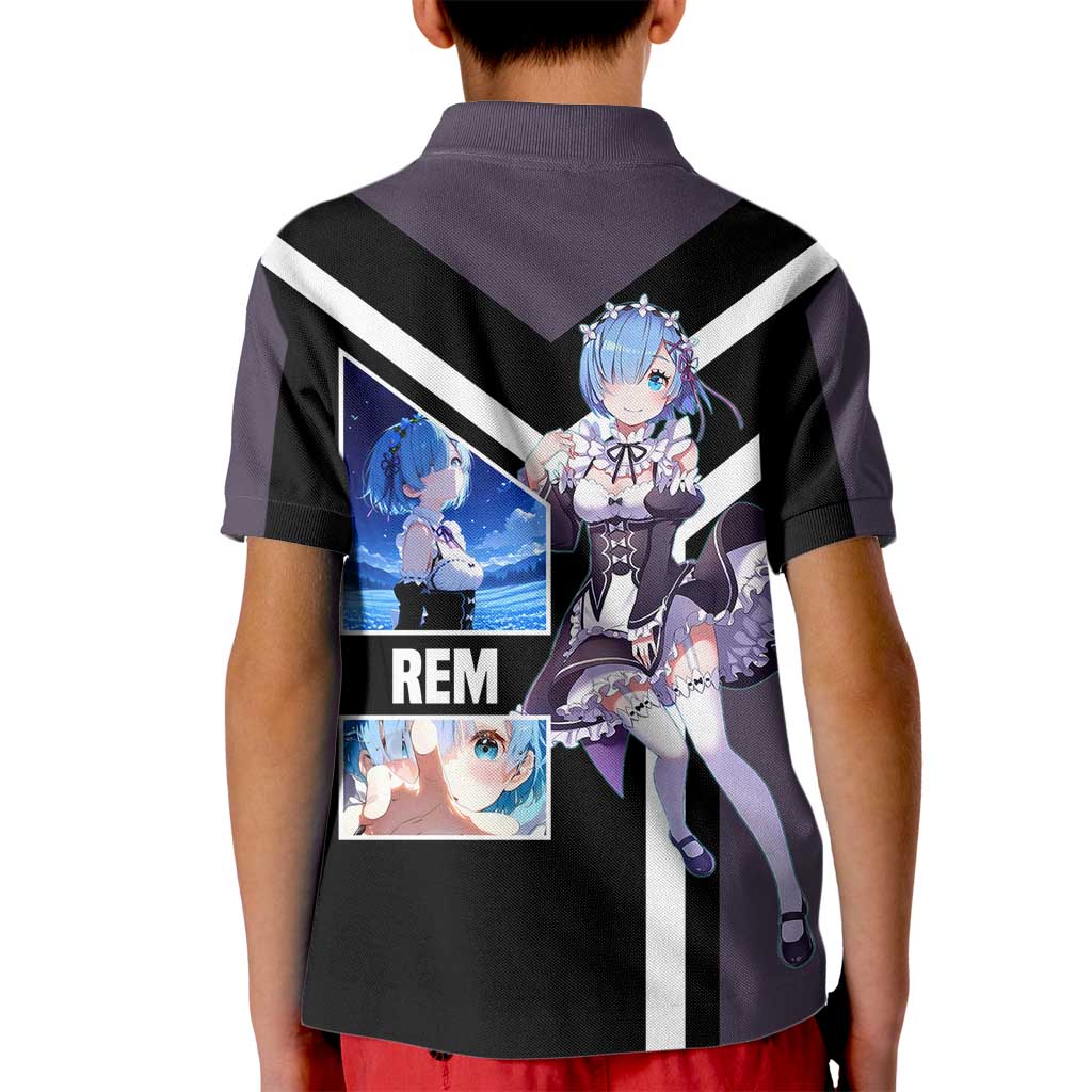 Rem Re:Zero Kid Polo Shirt with Maid Outfit and Loyal Battle Pose Design - The Mazicc