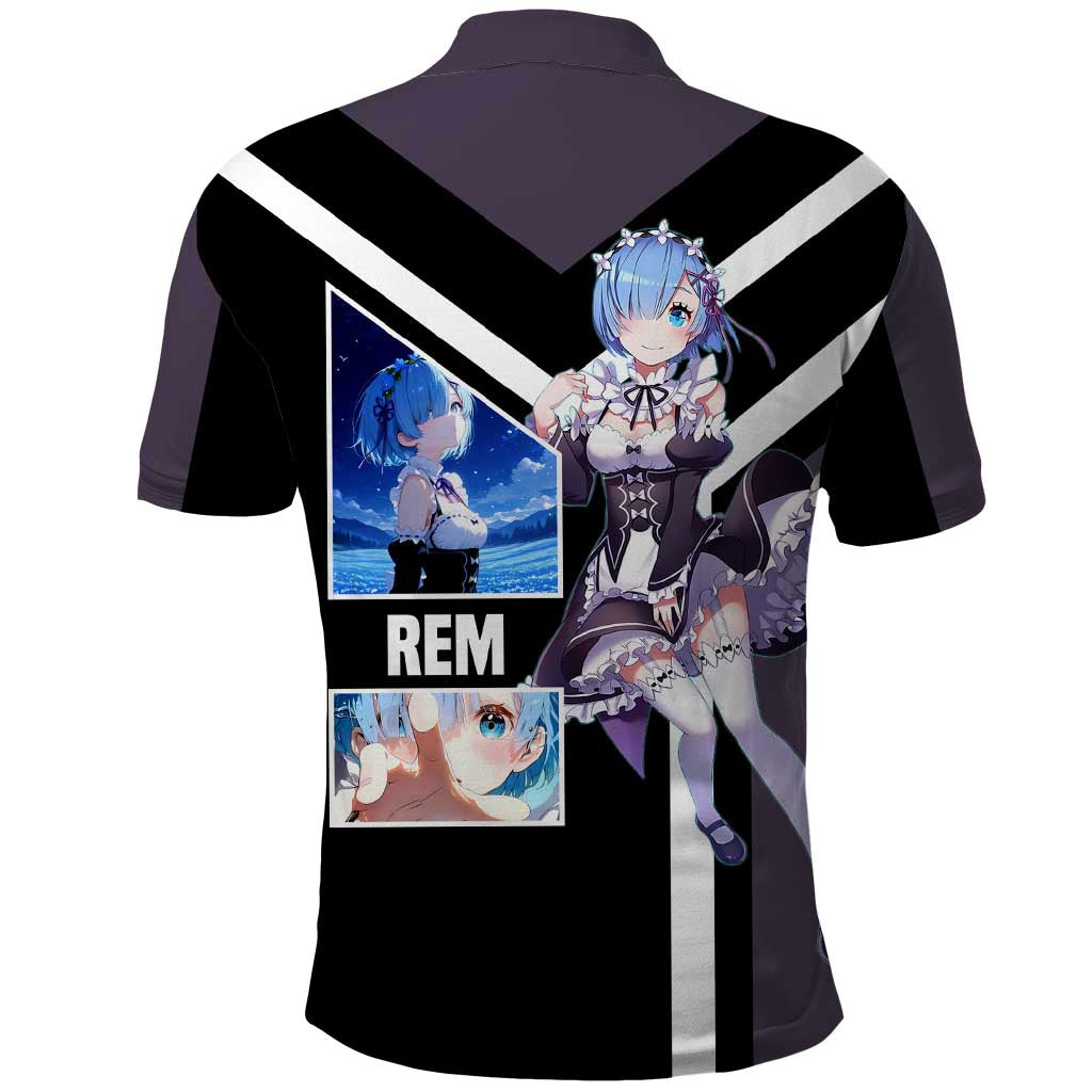 Rem Re:Zero Polo Shirt with Maid Outfit and Loyal Battle Pose Design - The Mazicc