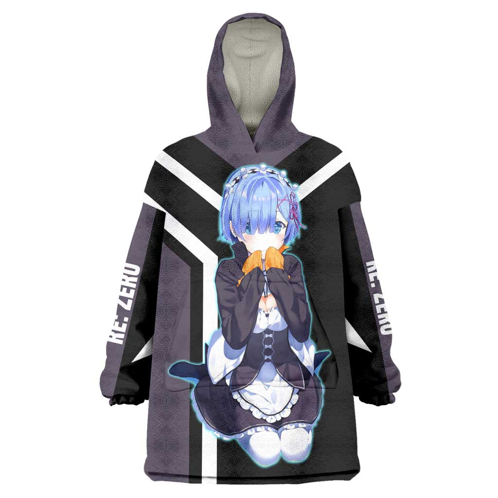 Rem Re:Zero Wearable Blanket Hoodie with Maid Outfit and Loyal Battle Pose Design - The Mazicc