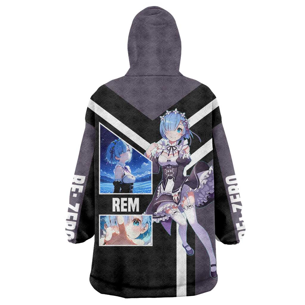 Rem Re:Zero Wearable Blanket Hoodie with Maid Outfit and Loyal Battle Pose Design - The Mazicc