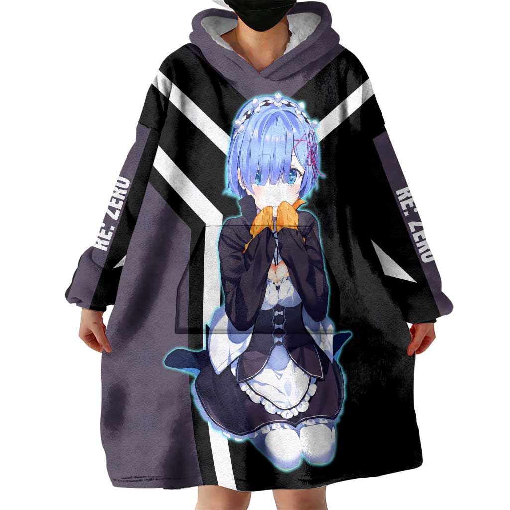 Rem Re:Zero Wearable Blanket Hoodie with Maid Outfit and Loyal Battle Pose Design - The Mazicc