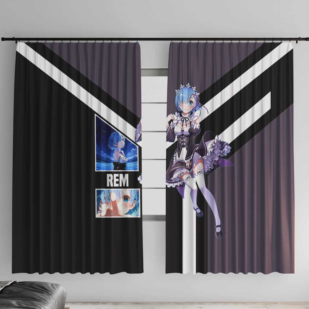Rem Re:Zero Window Curtain with Maid Outfit and Loyal Battle Pose Design - The Mazicc