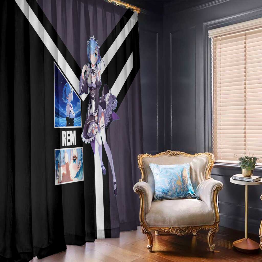 Rem Re:Zero Window Curtain with Maid Outfit and Loyal Battle Pose Design - The Mazicc