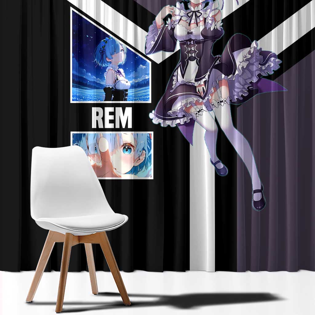 Rem Re:Zero Window Curtain with Maid Outfit and Loyal Battle Pose Design - The Mazicc