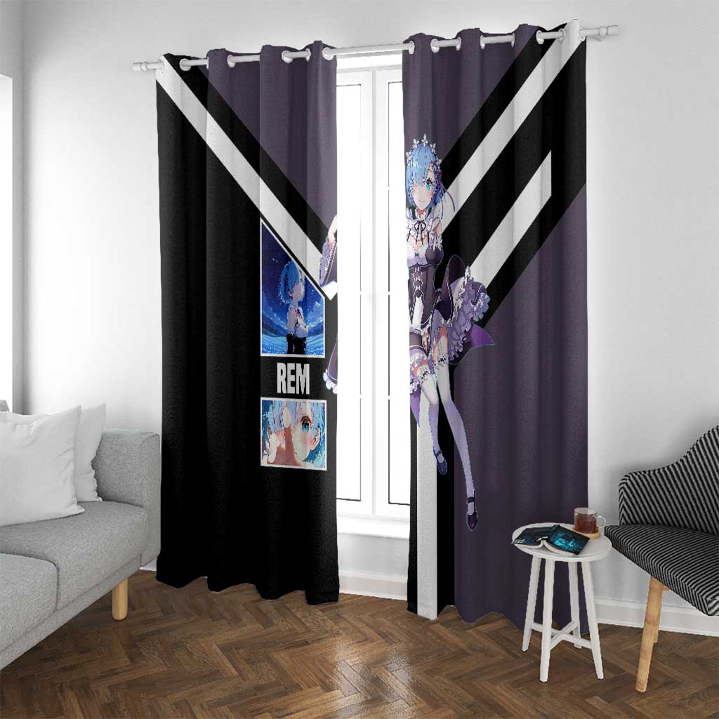 Rem Re:Zero Window Curtain with Maid Outfit and Loyal Battle Pose Design - The Mazicc