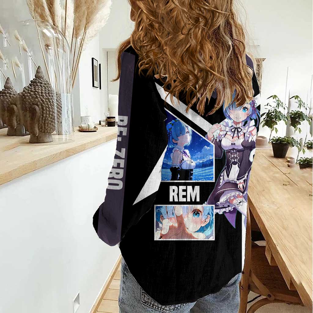 Rem Re:Zero Women Casual Shirt with Maid Outfit and Loyal Battle Pose Design - The Mazicc