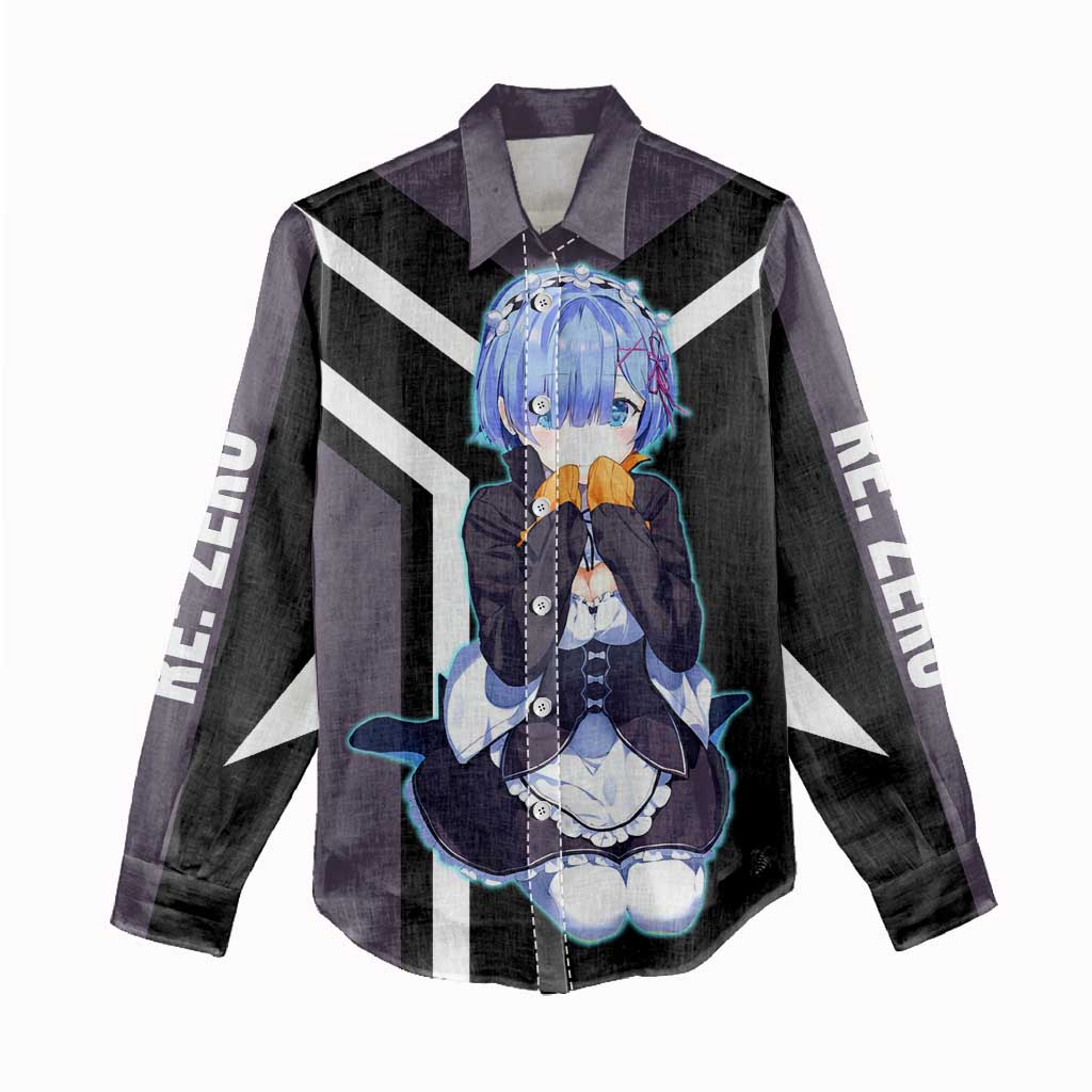 Rem Re:Zero Women Casual Shirt with Maid Outfit and Loyal Battle Pose Design - The Mazicc