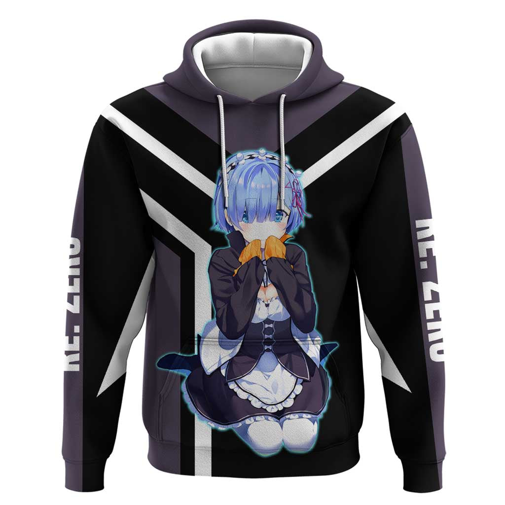 Rem Re:Zero Zip Hoodie with Maid Outfit and Loyal Battle Pose Design - The Mazicc