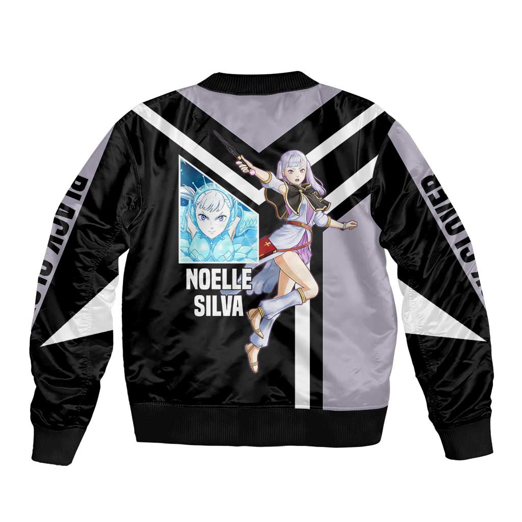 Noelle Silva Black Clover Bomber Jacket with Water Magic Pose and Elegant Battle Design - The Mazicc