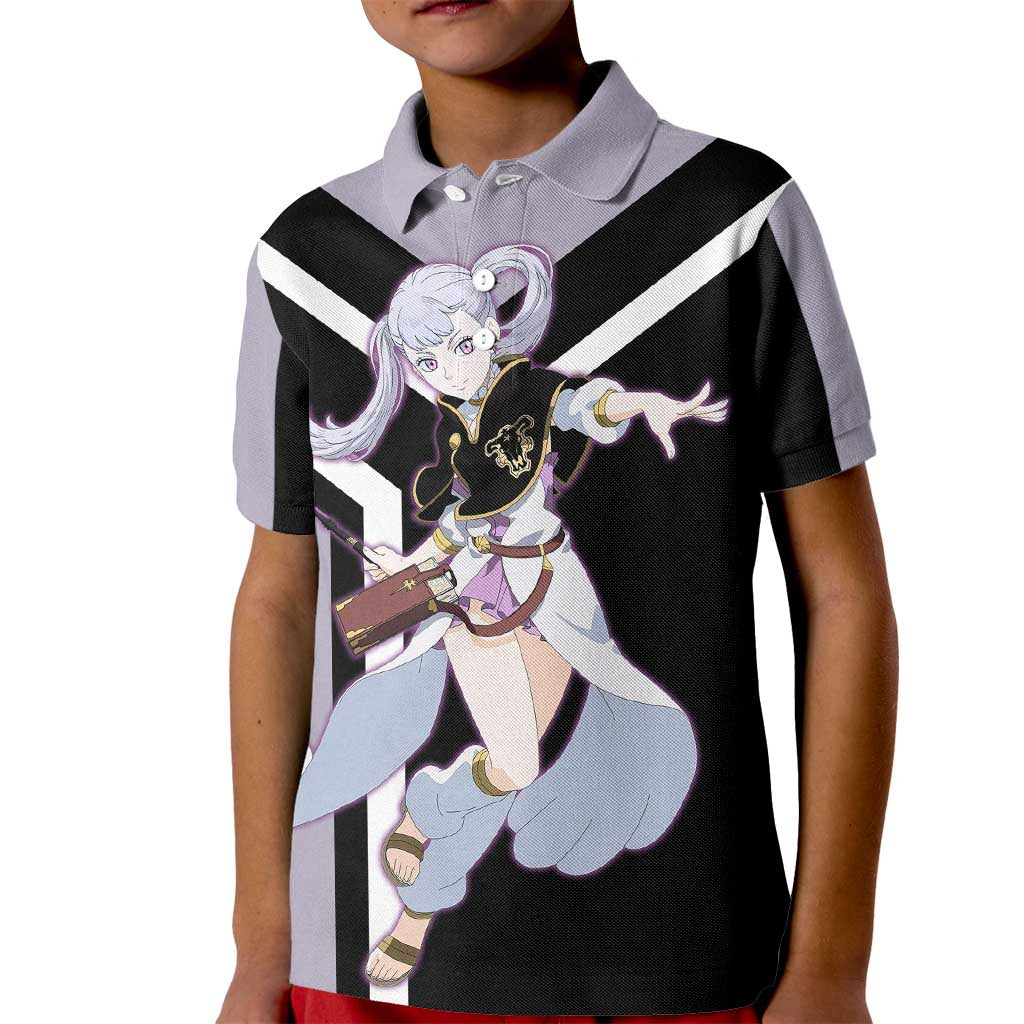 Noelle Silva Black Clover Kid Polo Shirt with Water Magic Pose and Elegant Battle Design - The Mazicc