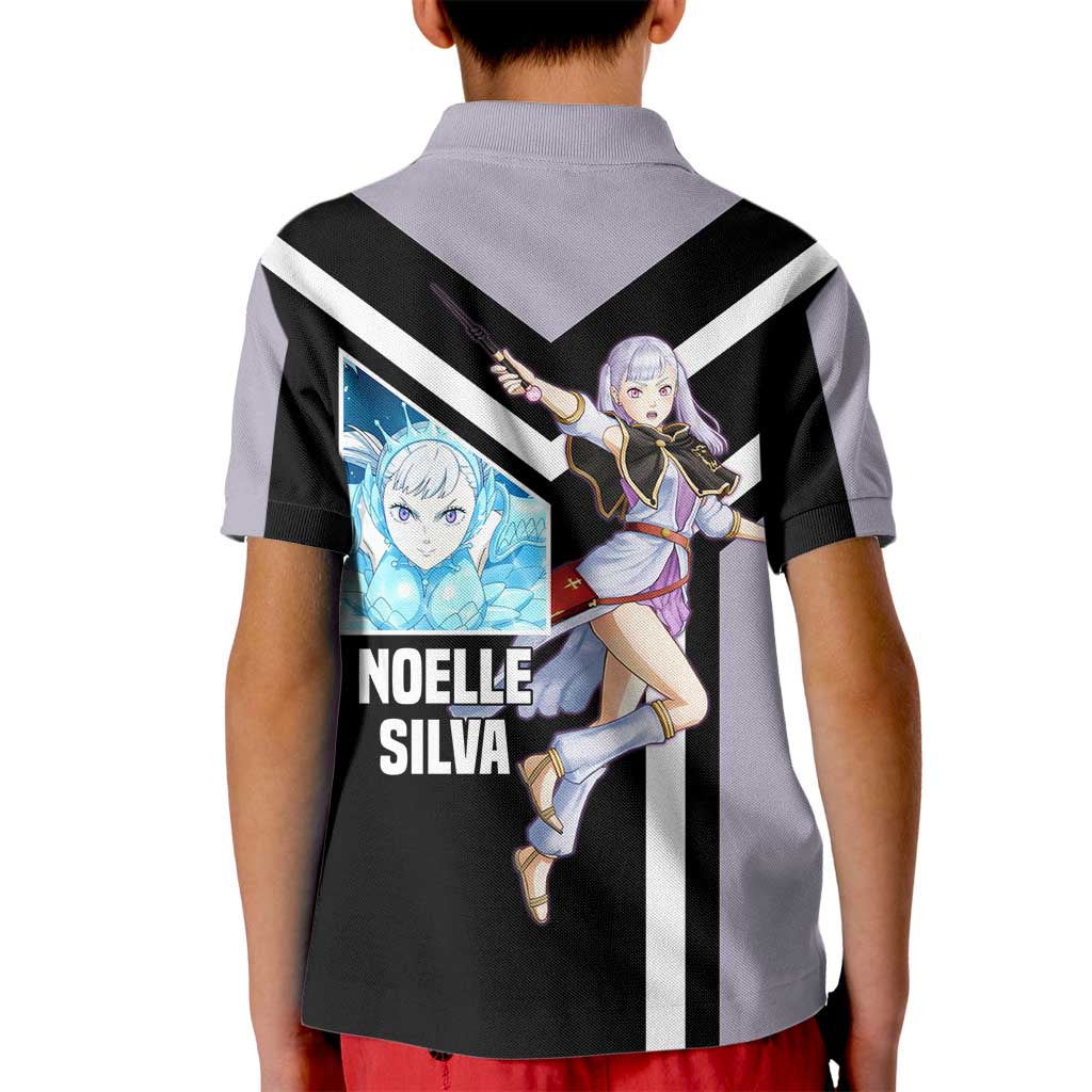 Noelle Silva Black Clover Kid Polo Shirt with Water Magic Pose and Elegant Battle Design - The Mazicc