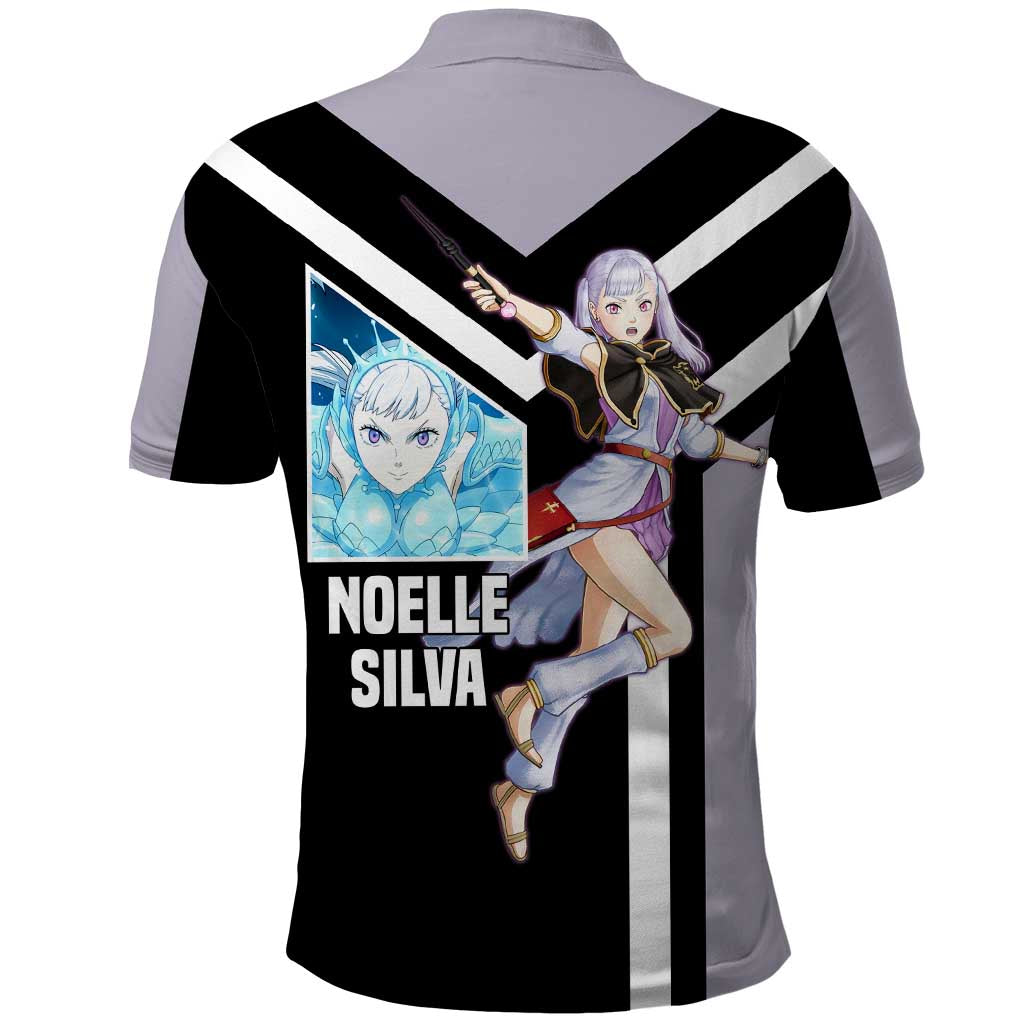Noelle Silva Black Clover Polo Shirt with Water Magic Pose and Elegant Battle Design - The Mazicc