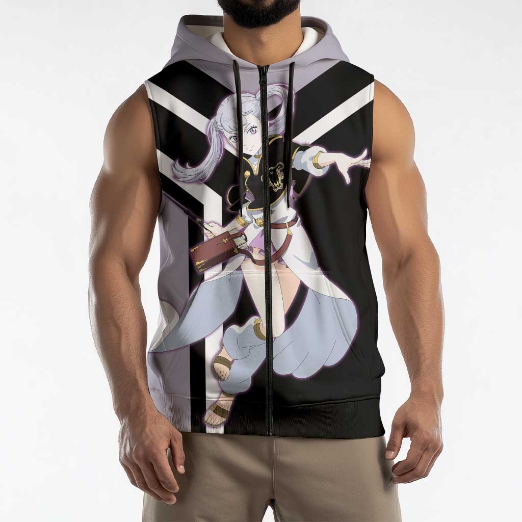 Noelle Silva Black Clover Sleeveless Zip Hoodie with Water Magic Pose and Elegant Battle Design - The Mazicc